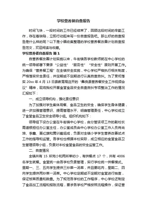 学校营养餐自查报告范文（通用11篇）