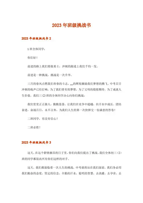 2023年班级挑战书_9