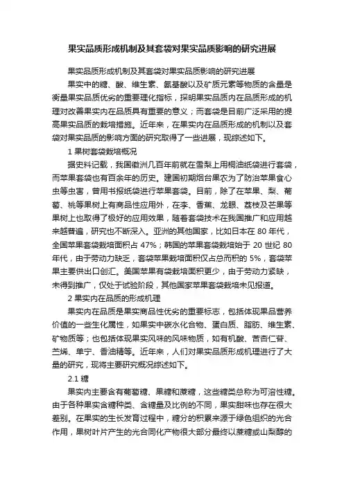 果实品质形成机制及其套袋对果实品质影响的研究进展