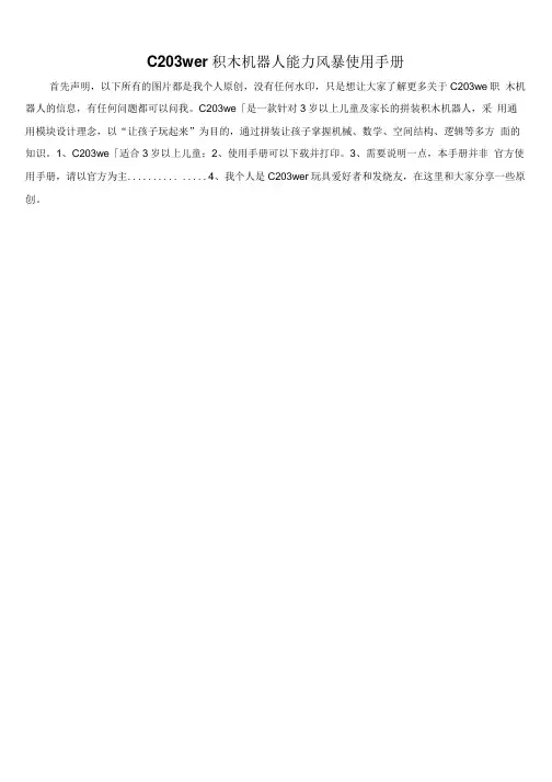 C203wer积木机器人能力风暴使用手册