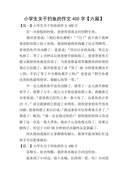 小学生关于钓鱼的作文400字【六篇】