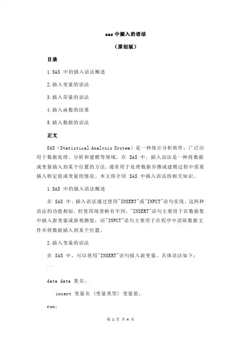 sas中插入的语法