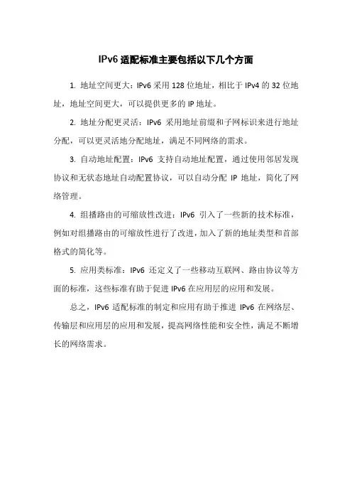 ipv6适配标准