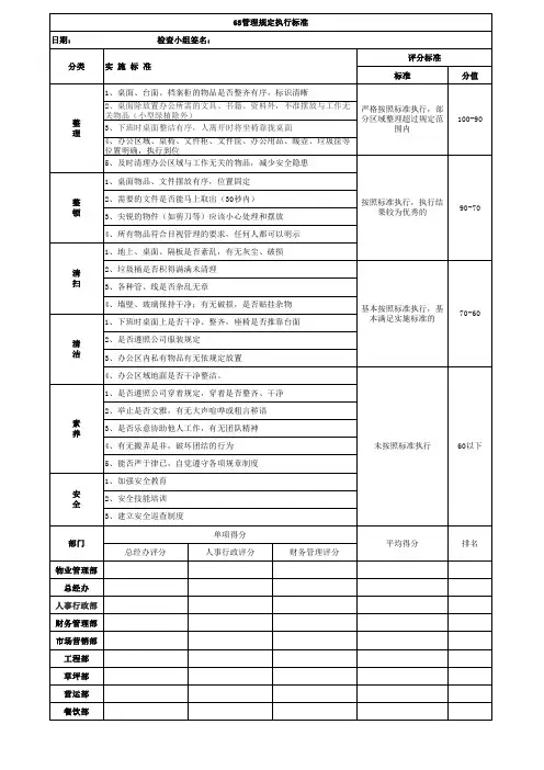 6s执行标准