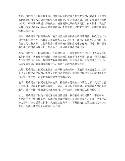 税收稽查工作感想