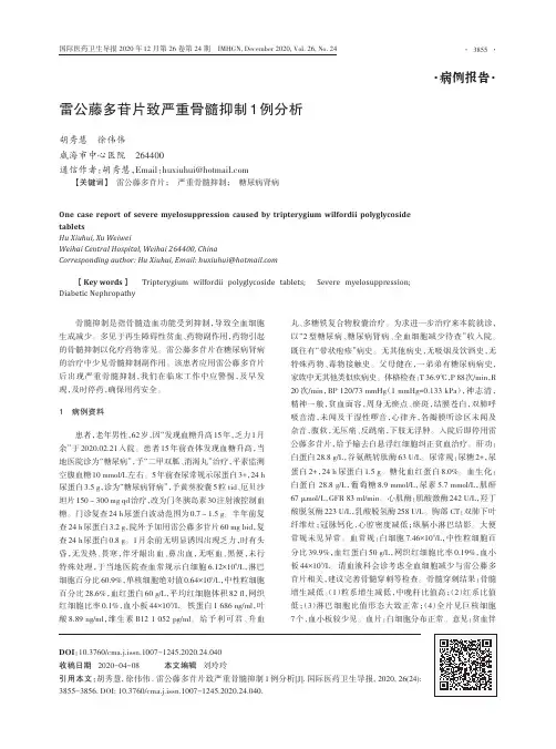 雷公藤多苷片致严重骨髓抑制1 例分析