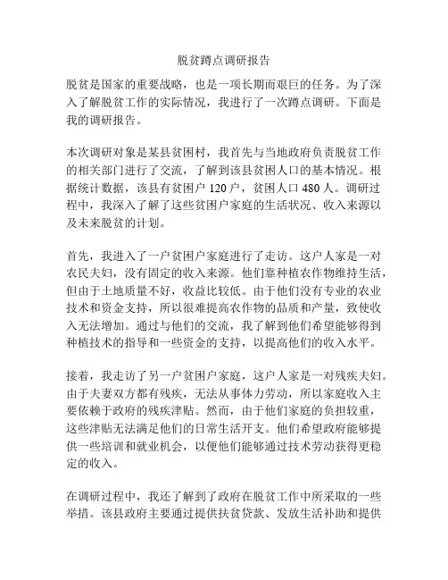 脱贫蹲点调研报告