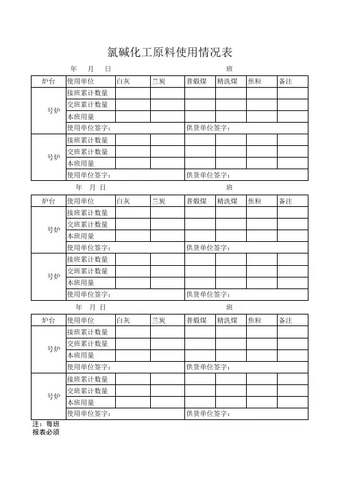 原料表