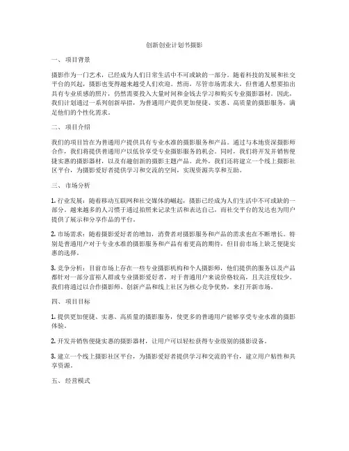 创新创业计划书摄影