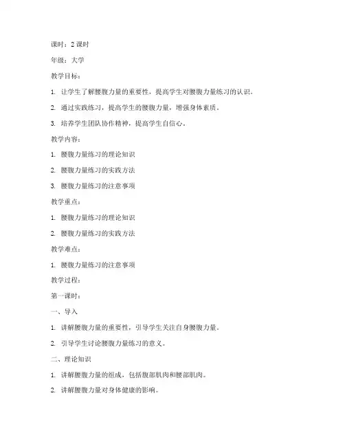 大学素质练习腰腹力量教案