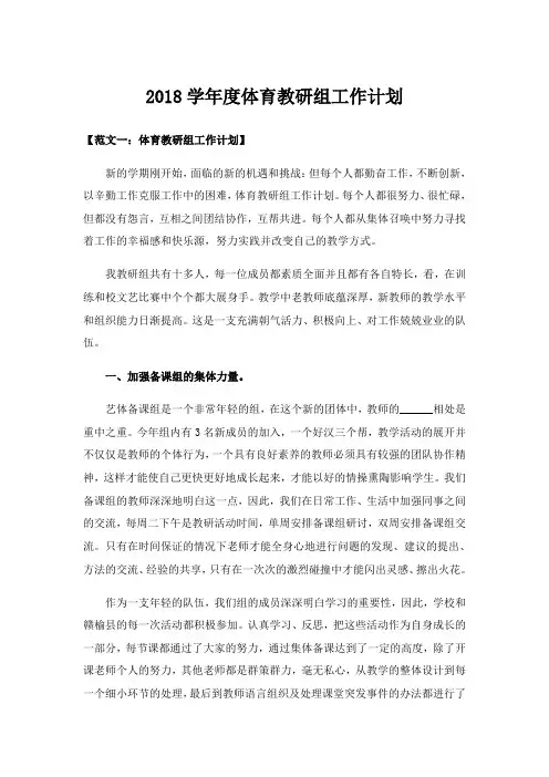 2018学年度体育教研组工作计划