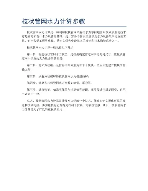 枝状管网水力计算步骤