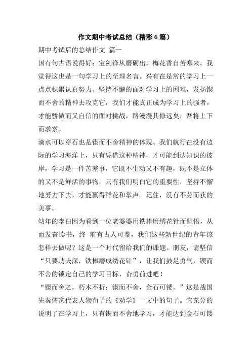作文期中考试总结(精彩6篇)