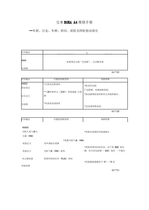 大众宝来BORAA4维修手册