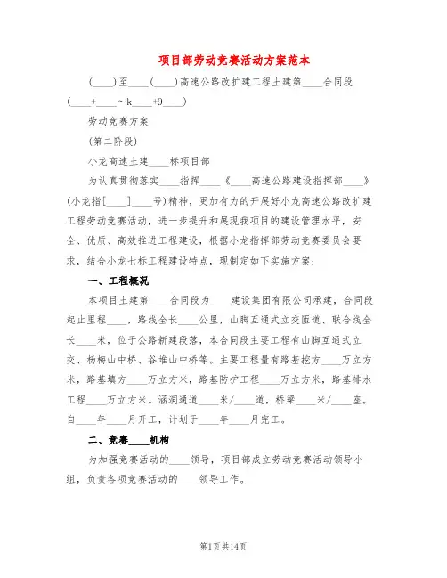 项目部劳动竞赛活动方案范本(3篇)