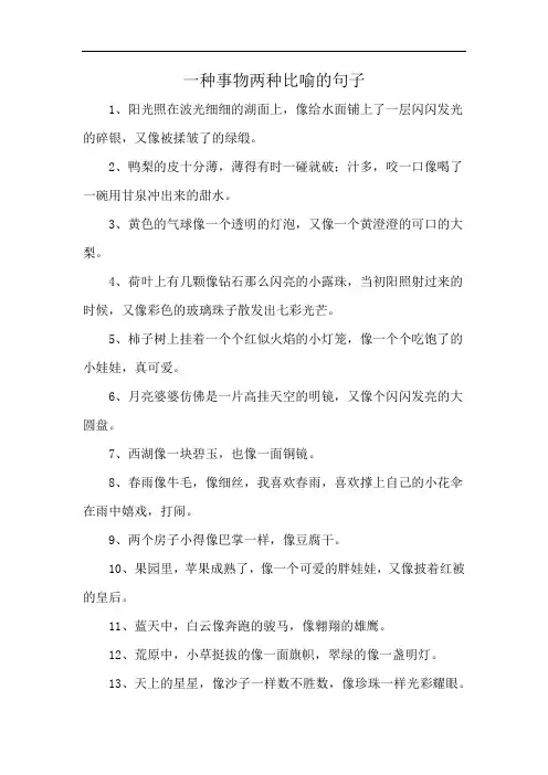 一种事物两种比喻的句子