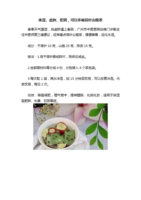 体湿、虚胖、犯困，可以多喝荷叶山楂茶