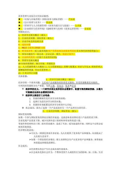 2016年5月 商务管理综合应用案例分析 知识梳理11749