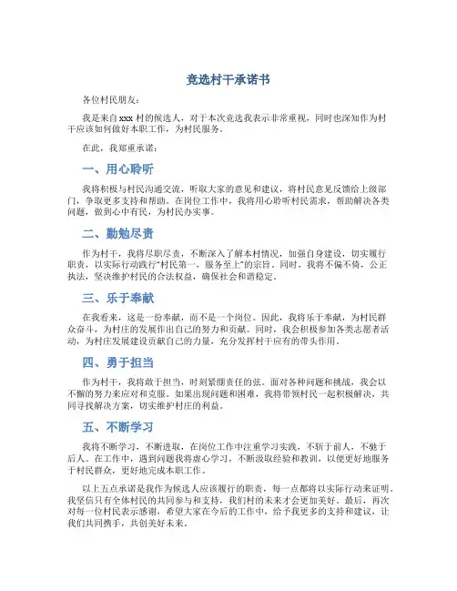 竞选村干承诺书