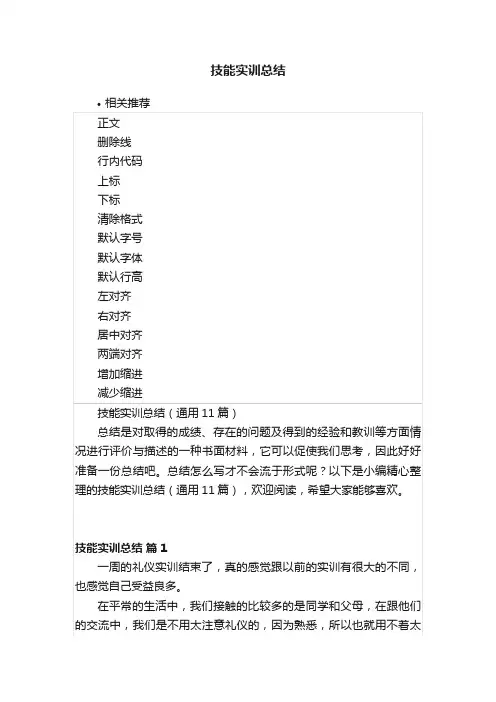 技能实训总结