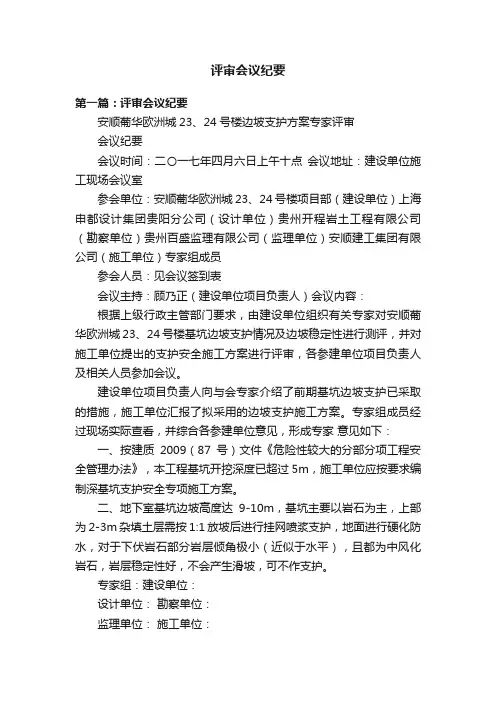 评审会议纪要