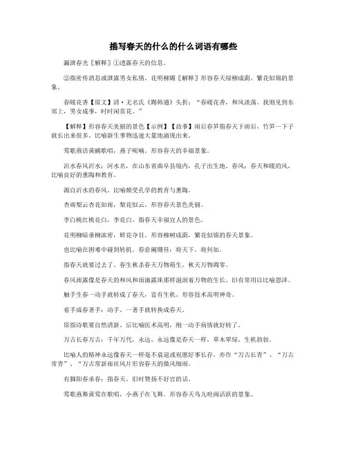 描写春天的什么的什么词语有哪些