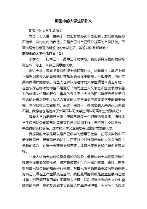 期望中的大学生活作文