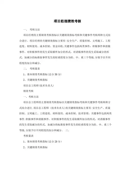 项目经理绩效考核【最新范本模板】