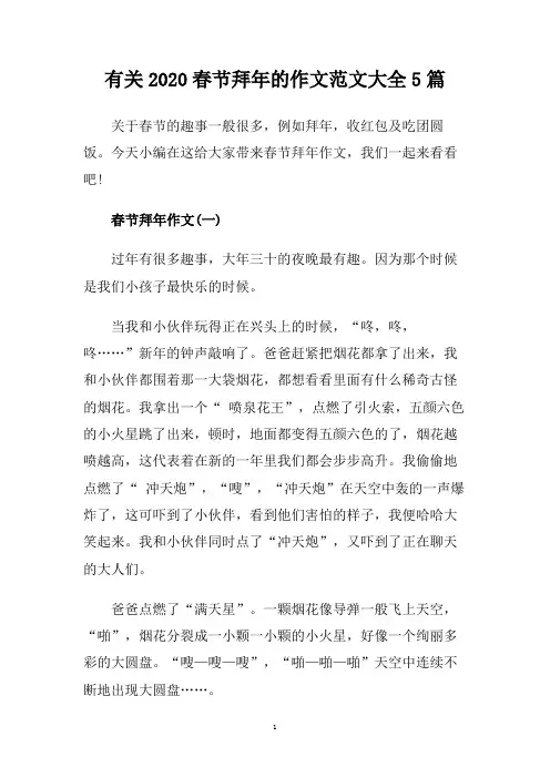 有关2020春节拜年的作文范文大全5篇.doc