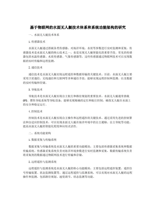 基于物联网的水面无人艇技术体系和系统功能架构的研究