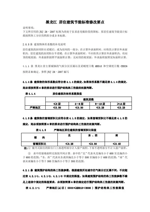 HeiLongjiang 黑龙江居住建筑节能标准要点