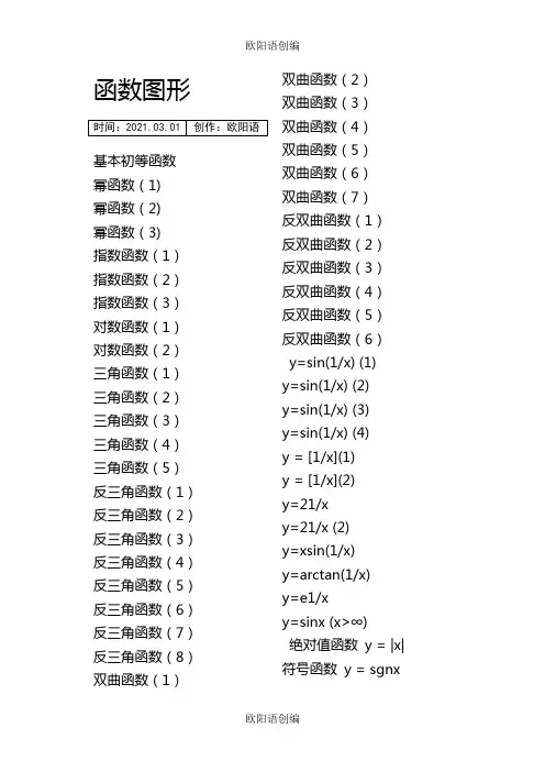 经典数学函数图像大全-数学函数图像-函数图像全之欧阳语创编
