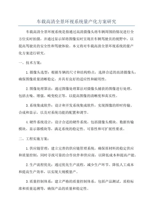 车载高清全景环视系统量产化方案研究