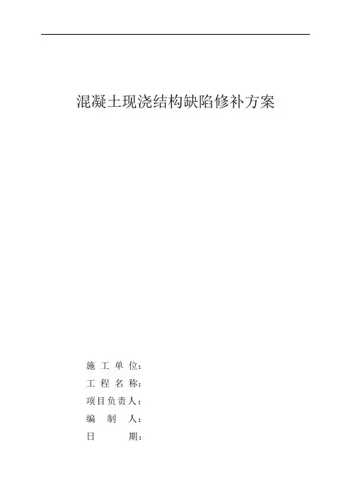 混凝土现浇结构缺陷修补方案