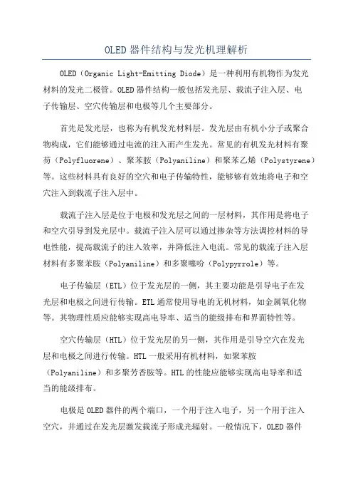 OLED器件结构与发光机理解析