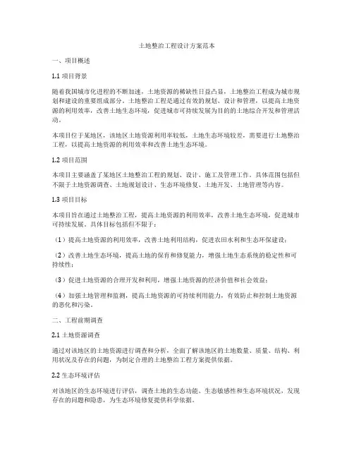 土地整治工程设计方案范本