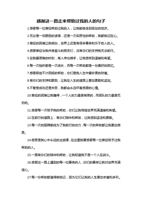 感谢这一路走来帮助过我的人的句子-定义说明解析