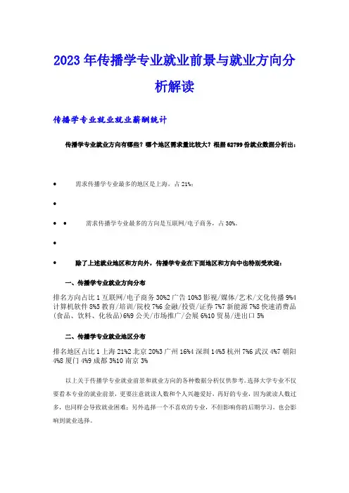 2023年传播学专业就业前景与就业方向分析解读