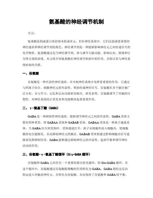 氨基酸的神经调节机制