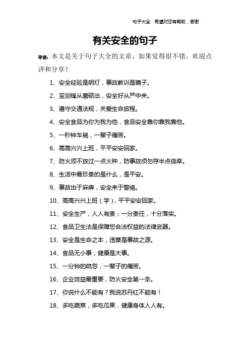 有关安全的句子