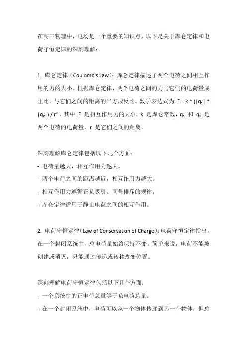 高三物理电场知识点 深刻理解库仑定律和电荷守恒定律