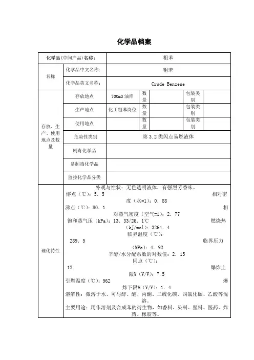 粗苯危险化学品档案