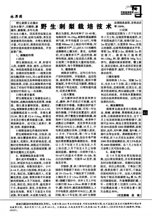 野生刺梨栽培技术