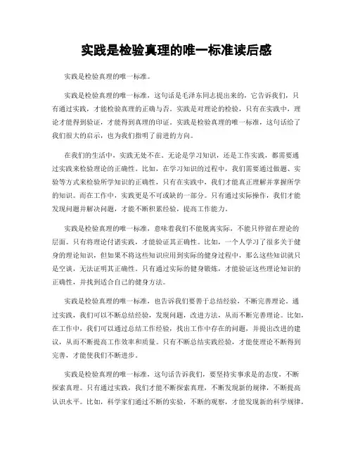 实践是检验真理的唯一标准读后感