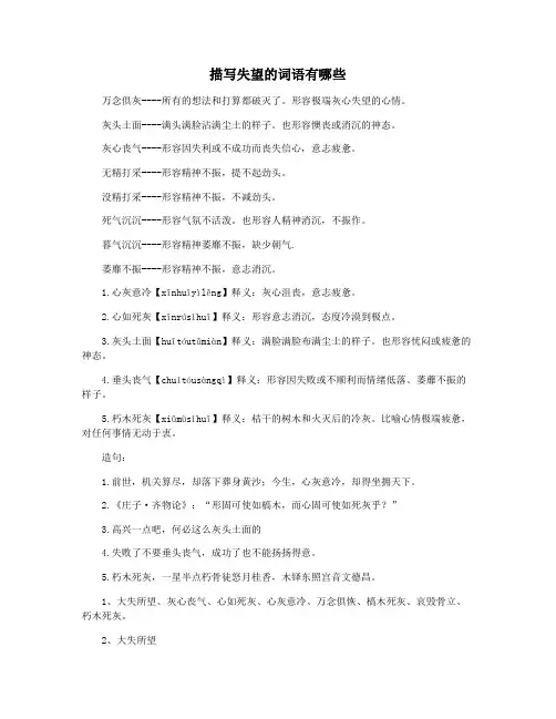 描写失望的词语有哪些