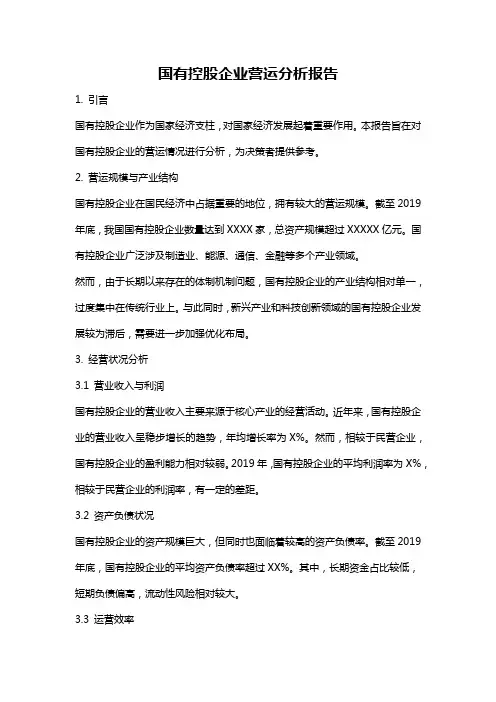 国有控股企业营运分析报告