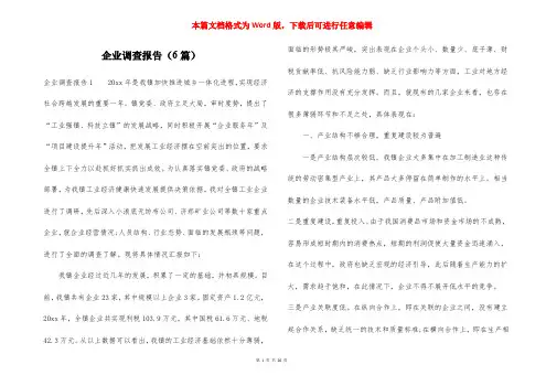 企业调查报告(6篇)
