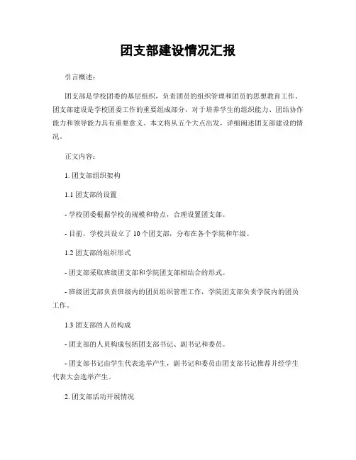 团支部建设情况汇报