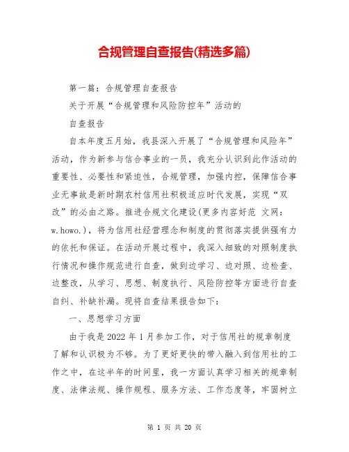 合规管理自查报告(精选多篇)