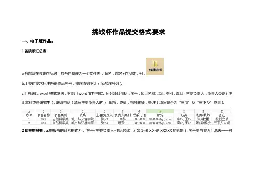 挑战杯作品提交格式标准